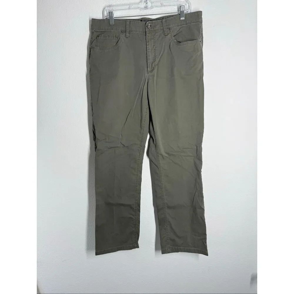 Roundtree & Yorke Chino Casual Pants Mens Size 36 X 28 Olive Green 5 Pocket